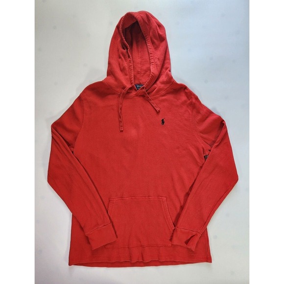 Polo Ralph Lauren Hoodie Mens XL Red Sweater Knit Drawstrings Outdoor Kangaroo - Picture 1 of 11